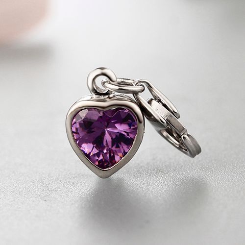 925 sterling silver heart cz charms without clasp and jump ring