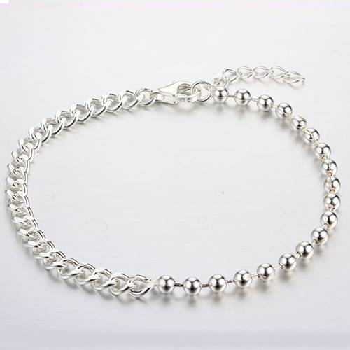 925 sterling silver bead and curb chain bracelets