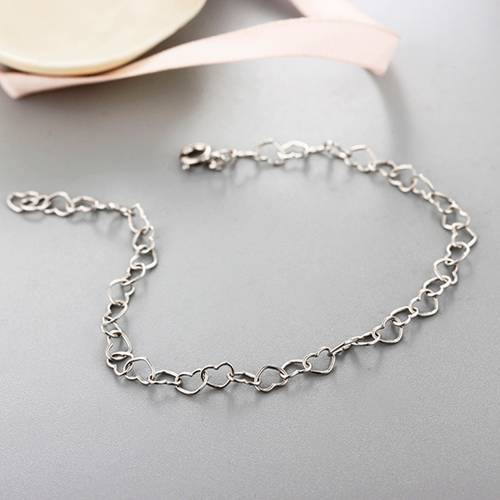 925 sterling silver heart chain bracelet