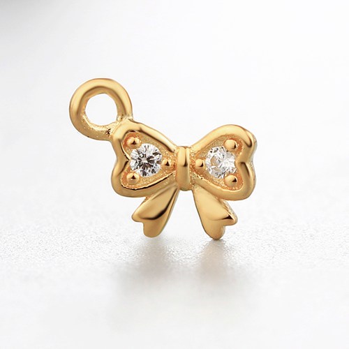 925 sterling silver cubic zirconia stone bow charms