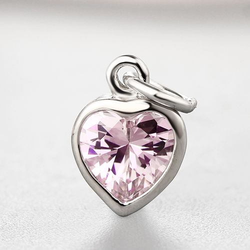925 sterling silver cz stones heart charms