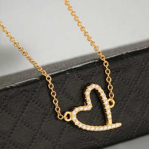 925 sterling silver cz heart charm necklaces