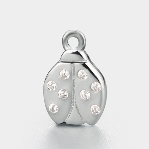 925 sterling silver cubic zirconia ladybug animal charms