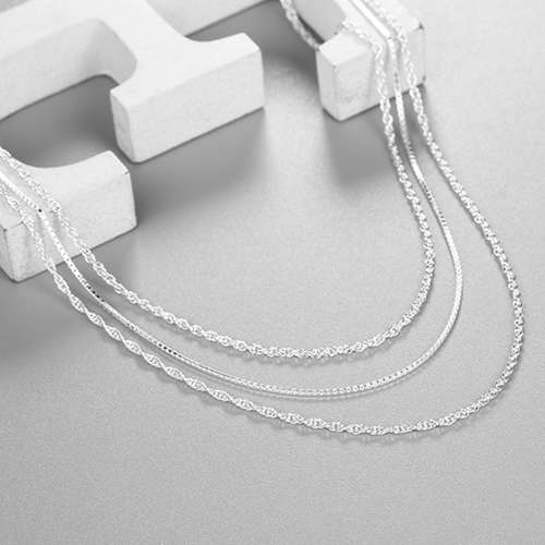 925 sterling three layers chain necklaces