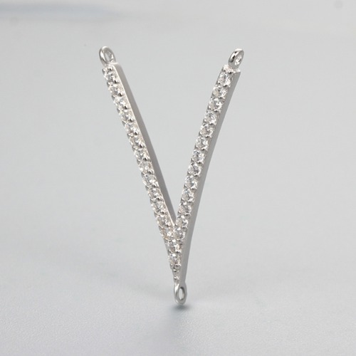 925 sterling silver cz V-shaped connector charms