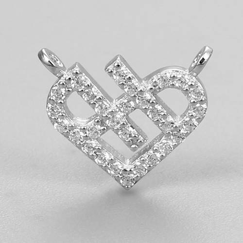 925 sterling silver heart-shaped connector charms