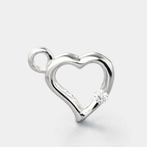 925 sterling silver cz heart shaped charm