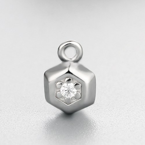 925 sterling silver cubic zirconia hexagon charms