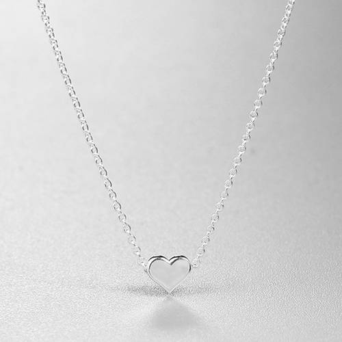 925 sterling silver simple heart necklace