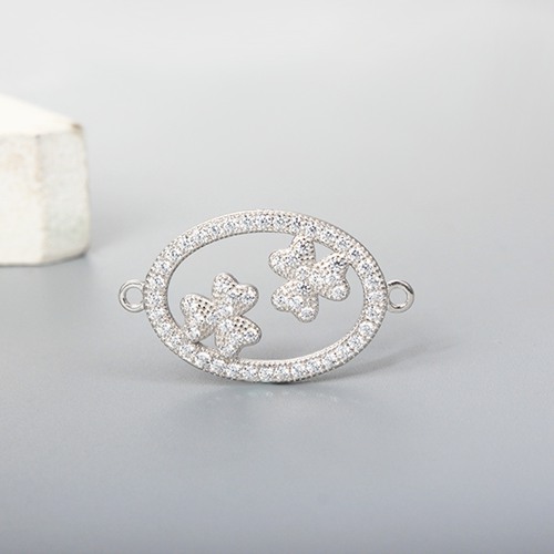 925 sterling silver cubic zirconia double flowers charms