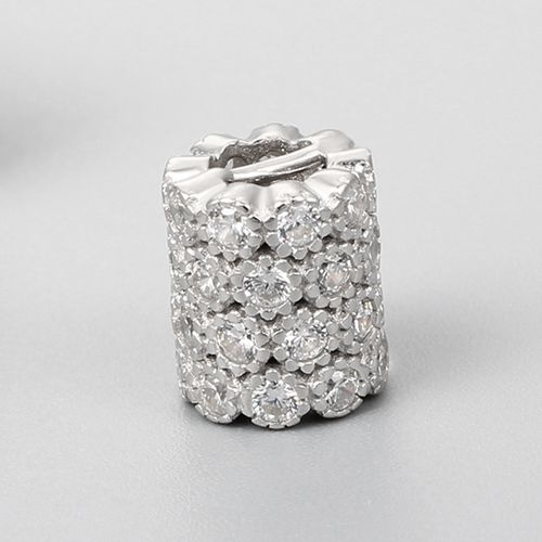 925 sterling silver cubic zirconia cz pave cylinder charms