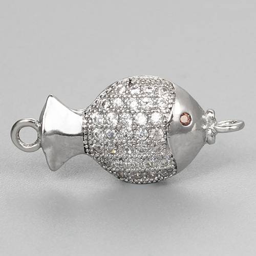 925 sterling silver fish connector charm