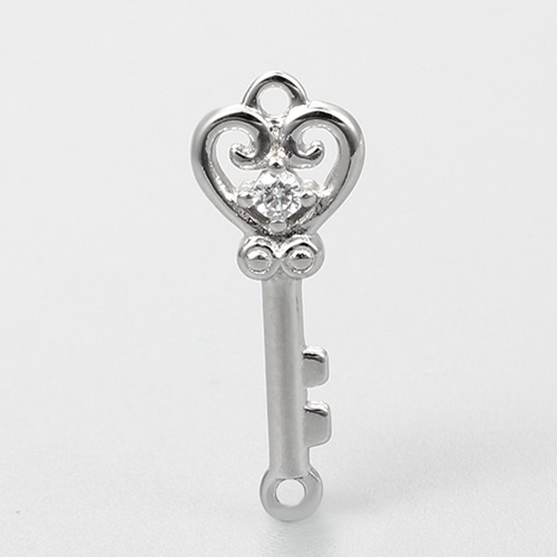 925 sterling silver heart shaped key charms