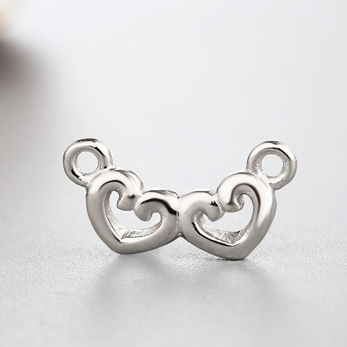 925 sterling silver double hearts connector charms