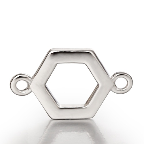 925 sterling silver hollow hexagon connector charms