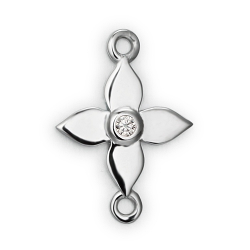 925 sterling silver cubic zirconia flower connector charms