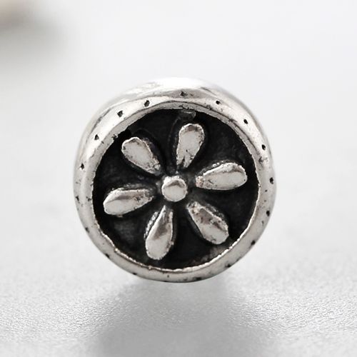 925 sterling silver oxidized black flower beads
