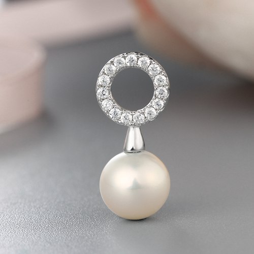 925 sterling silver round ring cubic zirconia pearl pendant findings