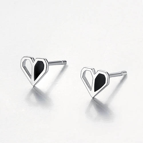 925 sterling silver heart stud earrings