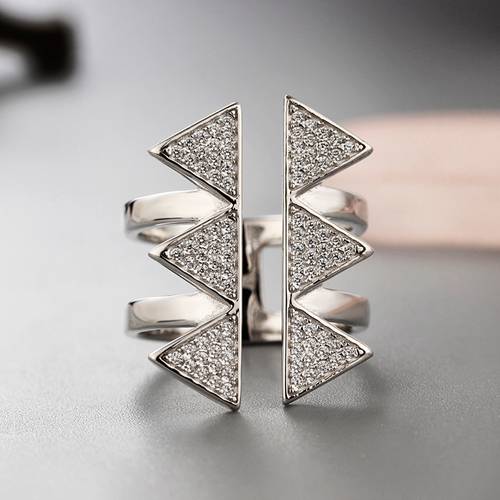 925 sterling silver 2 rows triangle rings