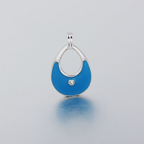 925 sterling silver enamel blue pendant