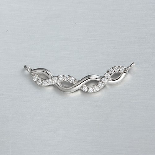 925 sterling silver cz long charm connector