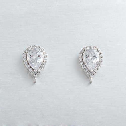Luxury 925 sterling silver teardrop stone earring findings