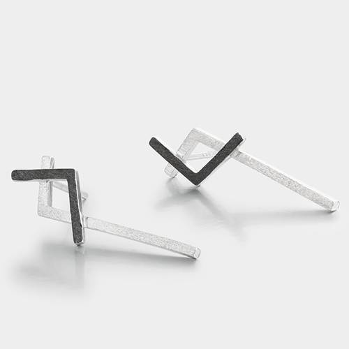 925 sterling silver two-tone brushed earrings
