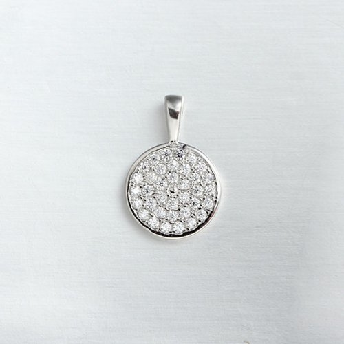 925 sterling silver round stone pendant