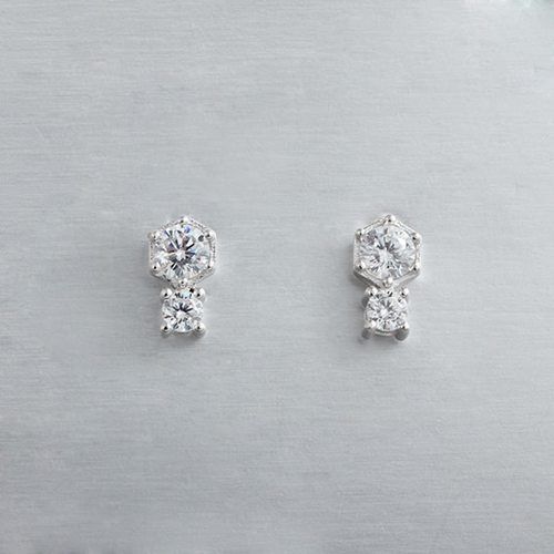 925 sterling silver double cubic zirconia earrings