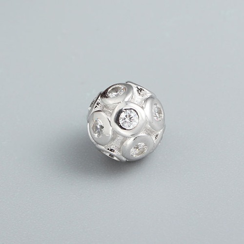 925 sterling silver big cubic zirconia football bead