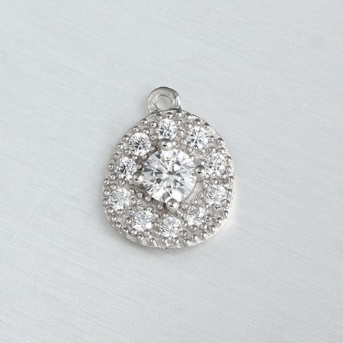 925 sterling silver cubic zirconia oval charm