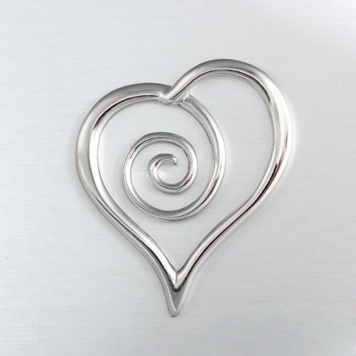 925 sterling silver big spiral heart pendant
