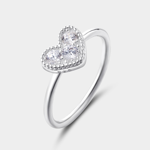 925 sterling silver cubic zirconia heart ring