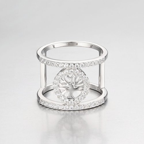 925 sterling silver cubic zirconia tree of life layered ring