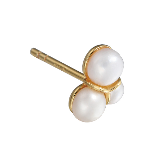 925 sterling silver three pearls stud earrings
