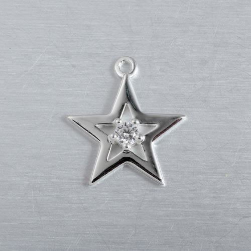 925 sterling silver cz star charm