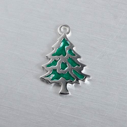 925 sterling silver enamel christmas tree charm