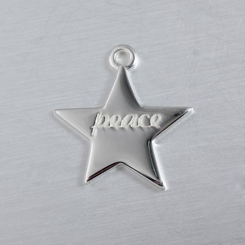 925 sterling silver letter peace star charm