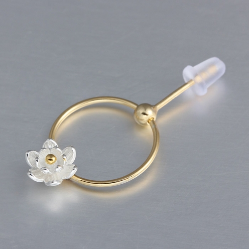 925 sterling silver flower circle earrings