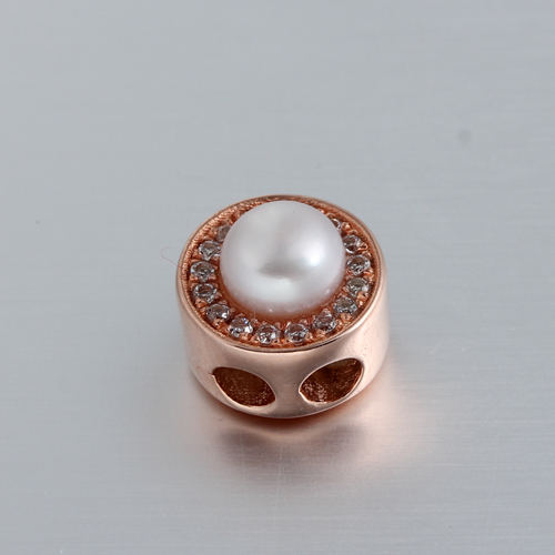 925 sterling silver cz pearl round slider bead mounting