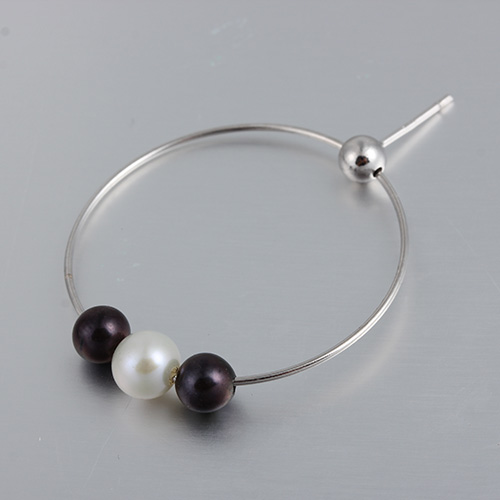 925 sterling silver three pearl beads earrings