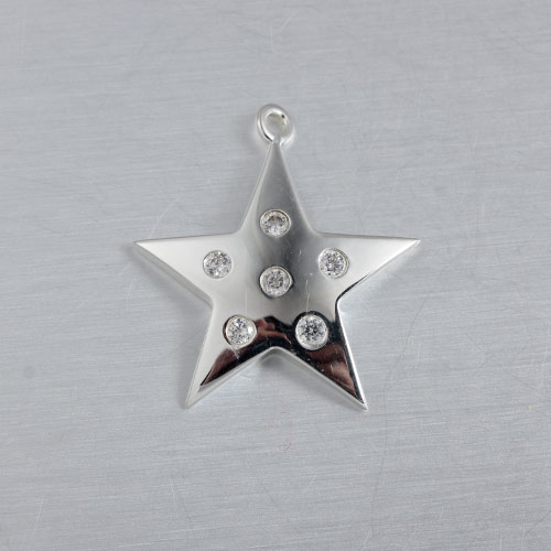 925 sterling silver cz star charm