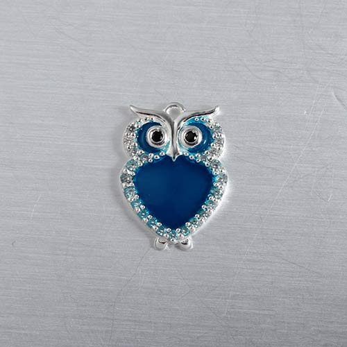 925 sterling silver enamel Owl charm