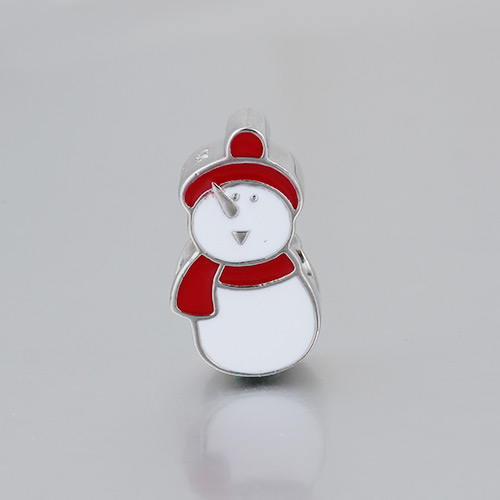 925 silver enamel snowman bead