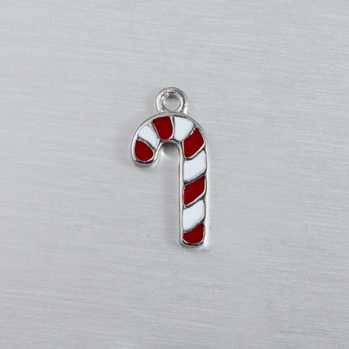 925 sterling silver enamel candy cane charm