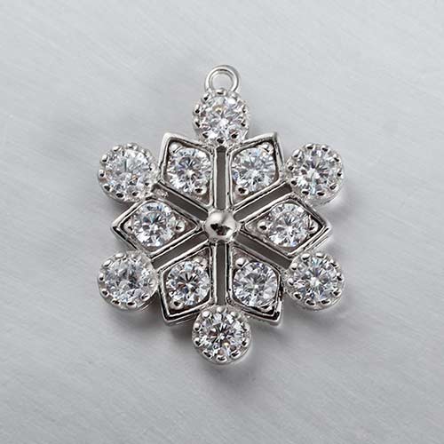 925 sterling silver cz snowflake charm