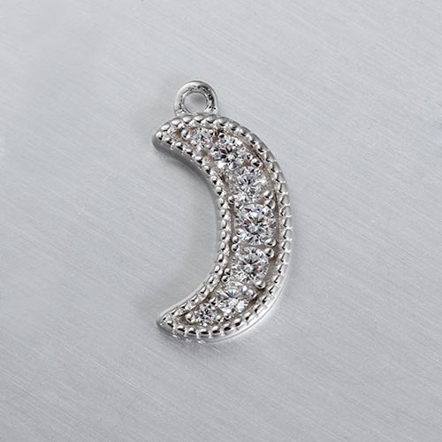 925 sterling silver cz moon charm