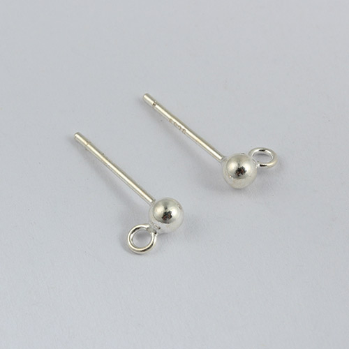 925 sterling silver 3mm ball earring post with jump ring