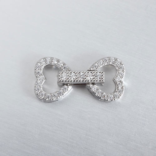 925 sterling silver cz heart pearl clasp
